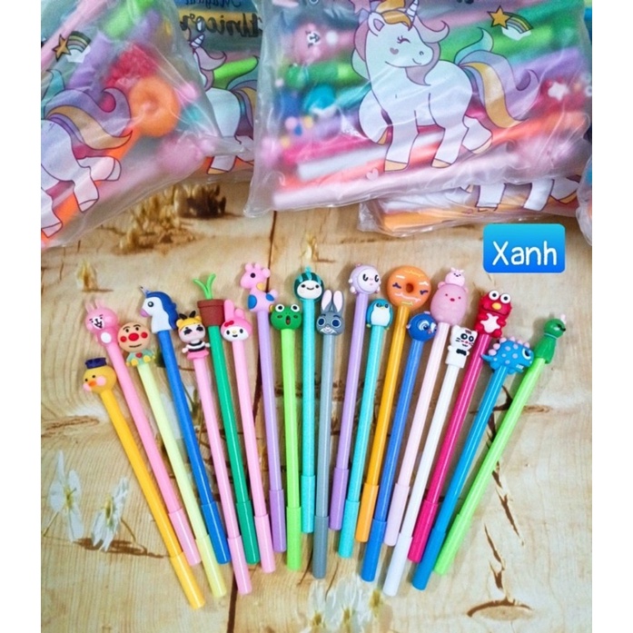 Combo 20 cây bút đầu thú không kèm túi mực xanh tím (mix khoảng 10 mẫu)