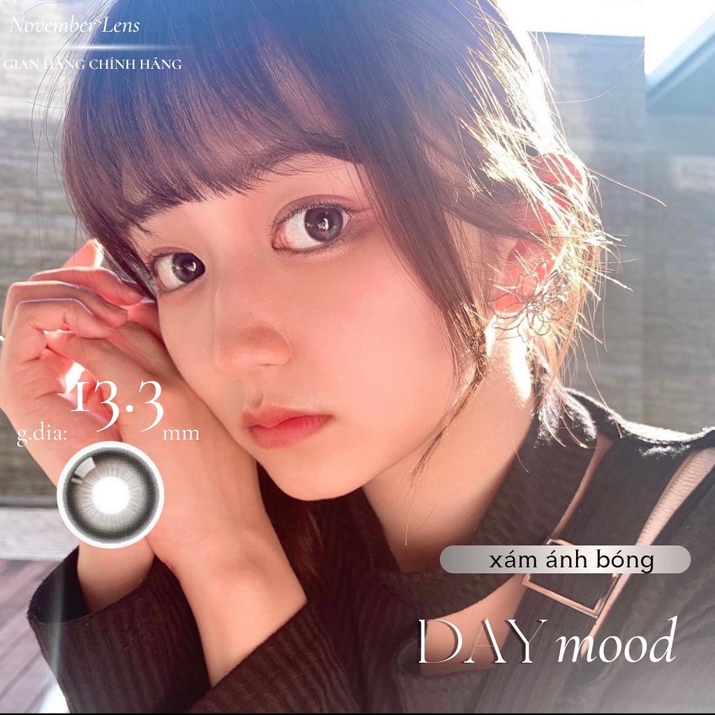 Kính áp tròng xám lạnh ánh bóng DAYMOOD GRAY chất liệu cấp ẩm cho mắt khô và chống tia UV