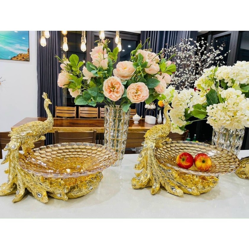 đĩa đựng hoa quả cao cấp. dĩa đựng trái cây phượng hoàng. đĩa đựng trái cây chim công cao cấp. đĩa chim công cao cấp