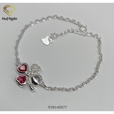 Lắc tay bạc 925 Huệ Ngân - Cỏ bốn lá máy mắn RYB140077