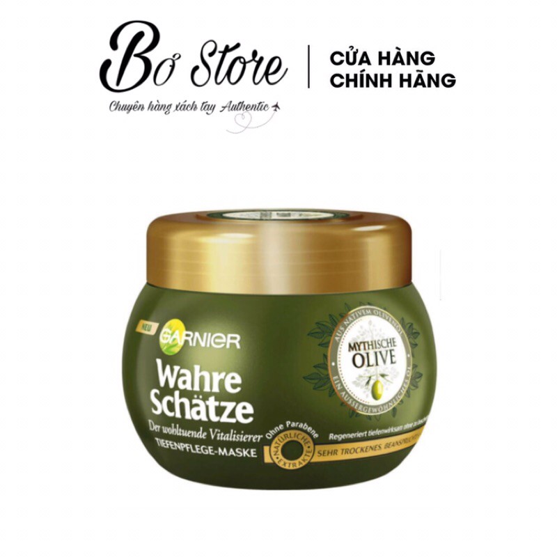 [NỘI ĐỊA ĐỨC] Kem ủ tóc Garnier Wahre Schatze Mythische Olive cho tóc khô &amp; xơ, 300 ml