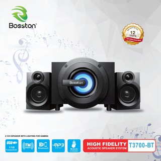 Loa vi tính 2.1 GLOWY - Bosston kiêm Bluetooth USB thẻ nhớ led RGB, nguồn 220V (Đen)