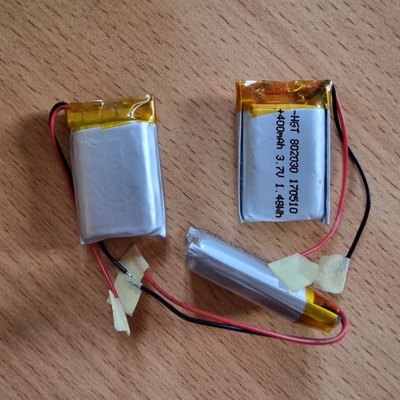 Pin Lithium 3.7V 400mAh 802030 Lithium Polymer .(không mạch bảo vệ)
