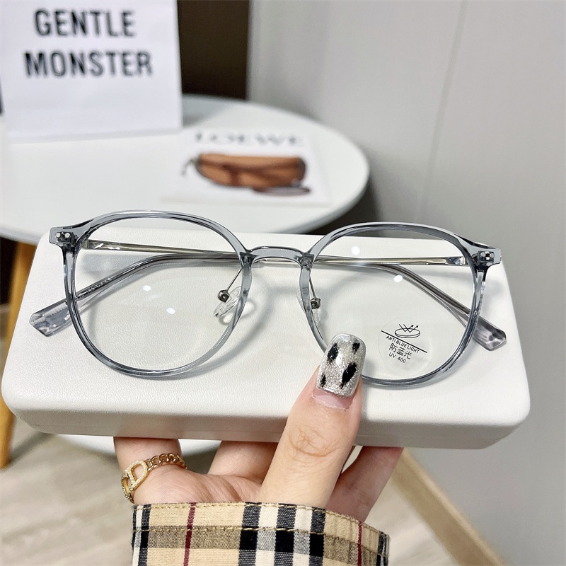 Mắt Kính Gọng Tròn Trong Suốt Chống Ánh Sáng Xanh TR90 Thời Trang Phong Cách Hàn Quốc