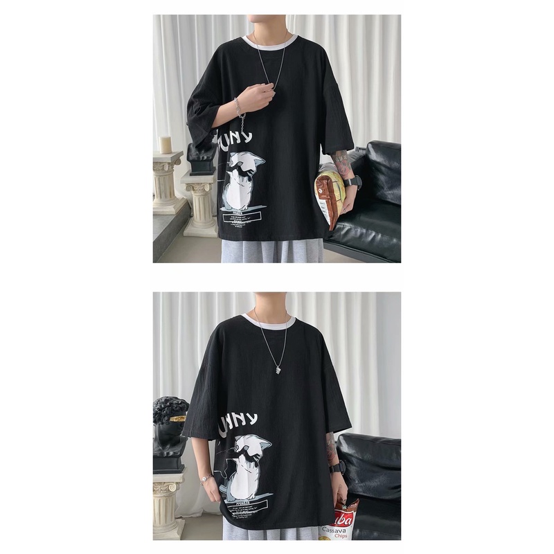 Áo thun form rộng phong cách Nhật Bản năng động trẻ trung cho nam size M-8Xl