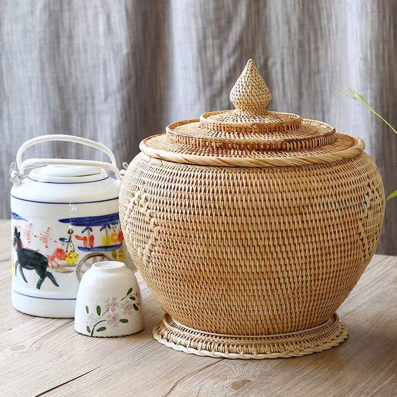 Giỏ ủ ấm tích mây tre đan kích thước lớn
