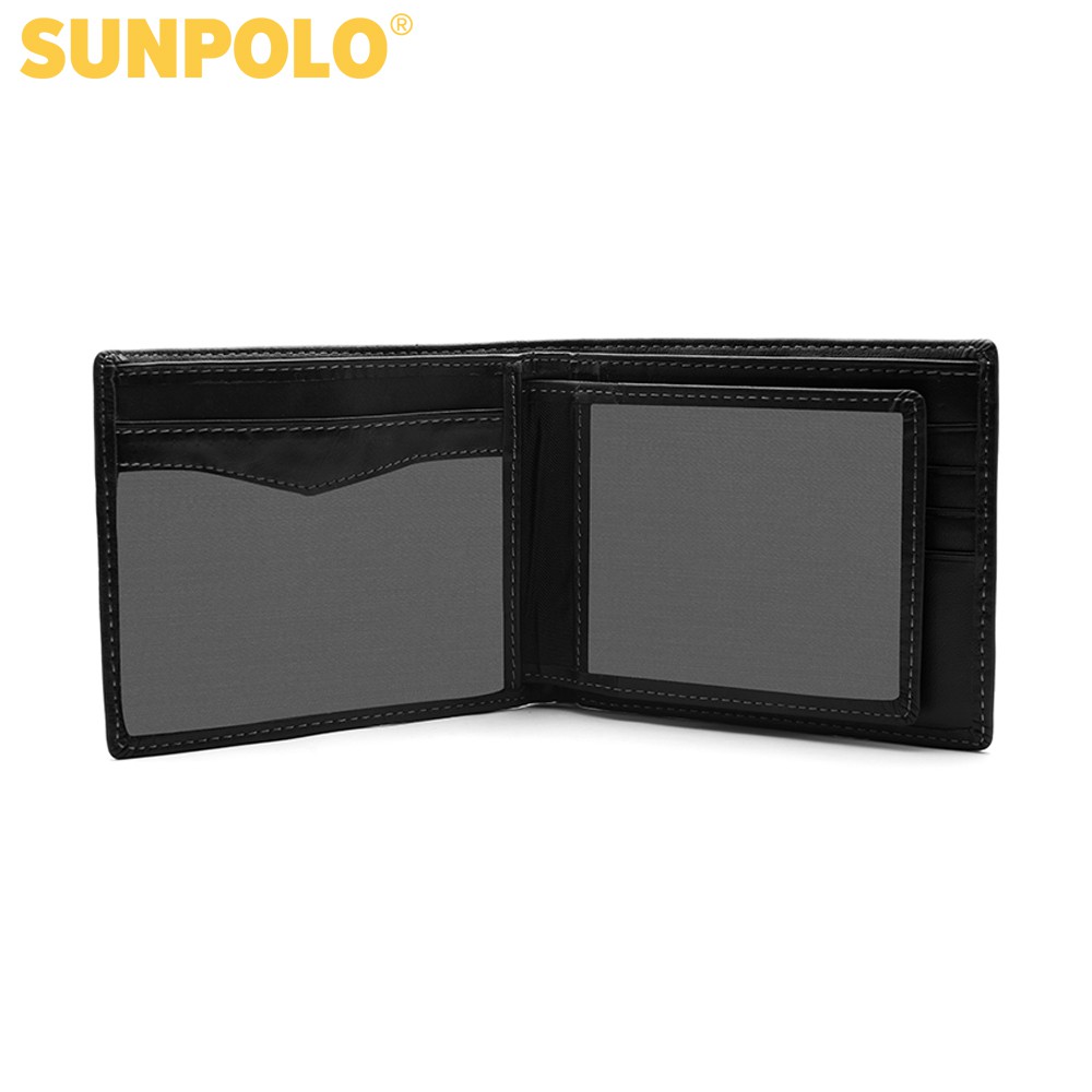 Bóp ngang nam da bò SUNPOLO Đen Nâu - WS06DN