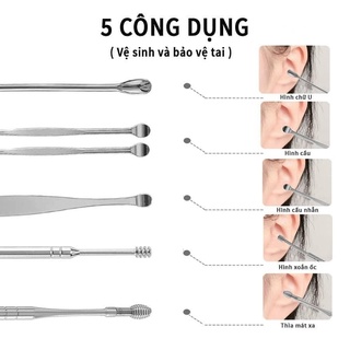 Bộ 5 Dụng Cụ Lấy Ráy Tai iNox (Hộp Nhựa CÓ TEM)