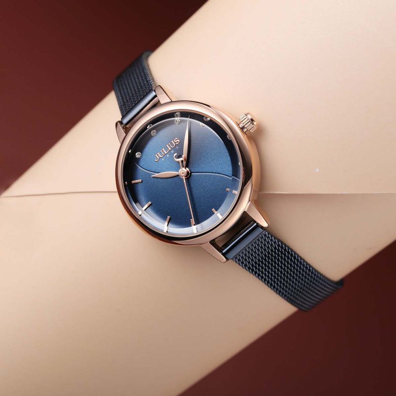 [CHÍNH HÃNG] Đồng Hồ Nữ JA-1241B JULIUS HÀN QUỐC Dây Thép (Xanh) - Bảo Hành 12 Tháng FULLBOX