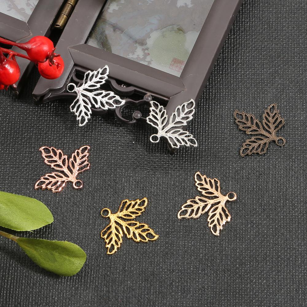 Set phụ kiện trang trí đóng gói DIY BEADIA kiểu dáng chiếc lá bằng kim loại thời trang
