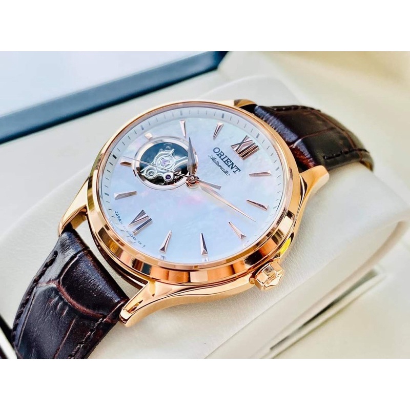 ĐỒNG HỒ NỮ CHÍNH HÃNG Orient RA-AG0022A00C Open Heart Ladies Rose Gold Leather Automatic