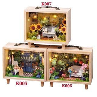Kèm keo dán gỗ - Mô hình nhà gỗ búp bê Dollhouse DIY - K005 K006 K007 Wooden Box Series
