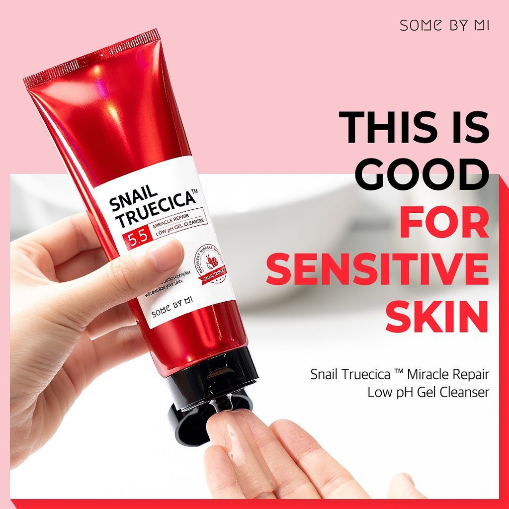 Sữa Rửa Mặt Dịu Nhẹ Giúp Da Đàn Hồi Săn Chắc Some by Mi Snail Truecica Miracle Repair Low PH Gel Cleanser 100ml