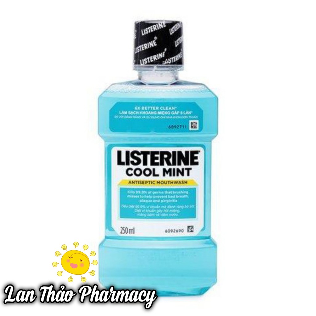 Listerine cool mint 250ml nước súc miệng diệt khuẩn hương bạc hà mát lạnh