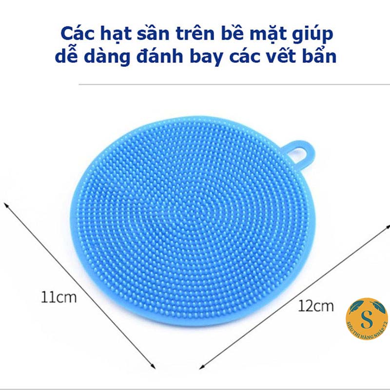 Miếng Rửa Bát, Chén, Xoong Nồi Silicon Có Móc Treo Tiện Dụng [RỬA BÁT SILICON]