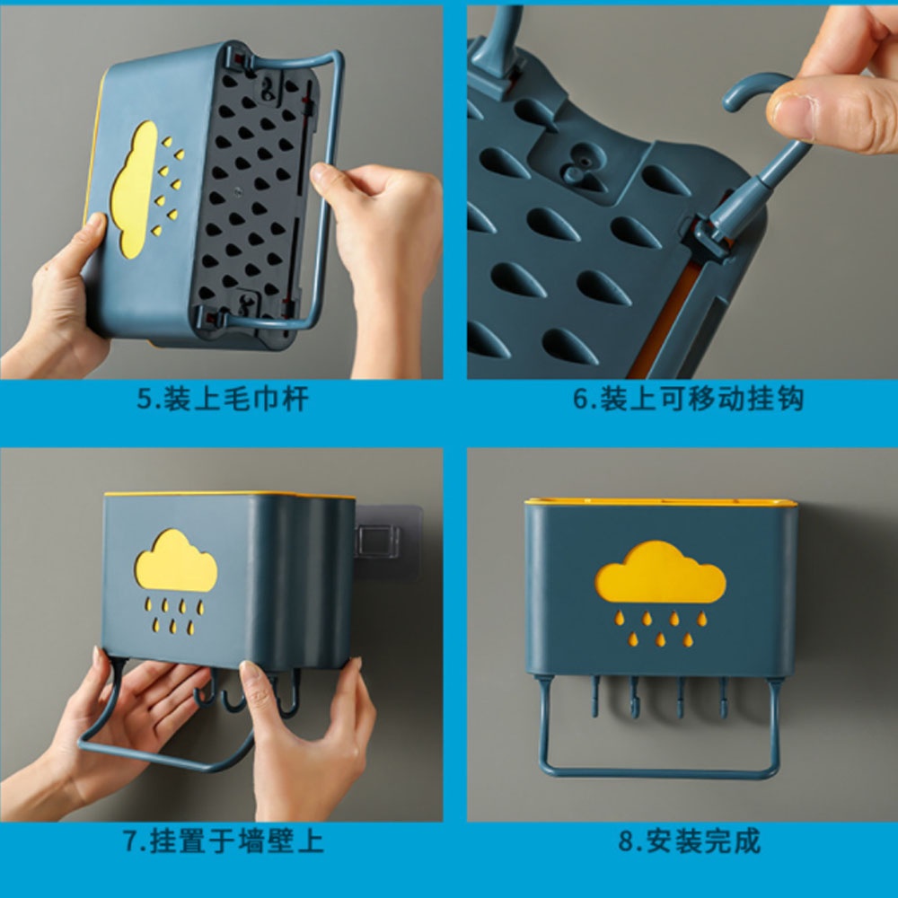 Kệ Đựng Đũa Thìa Nhà Bếp Hình Dán Tường Đám Mây Mưa Tiện Ích Chịu Lực