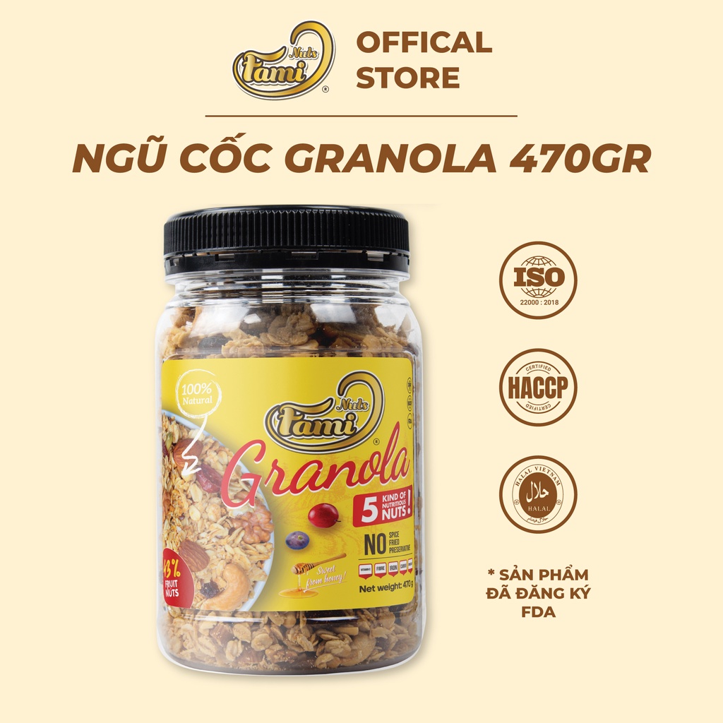 Hạt dinh dưỡng ngũ cốc ăn kiêng Granola Faminuts 470 gr