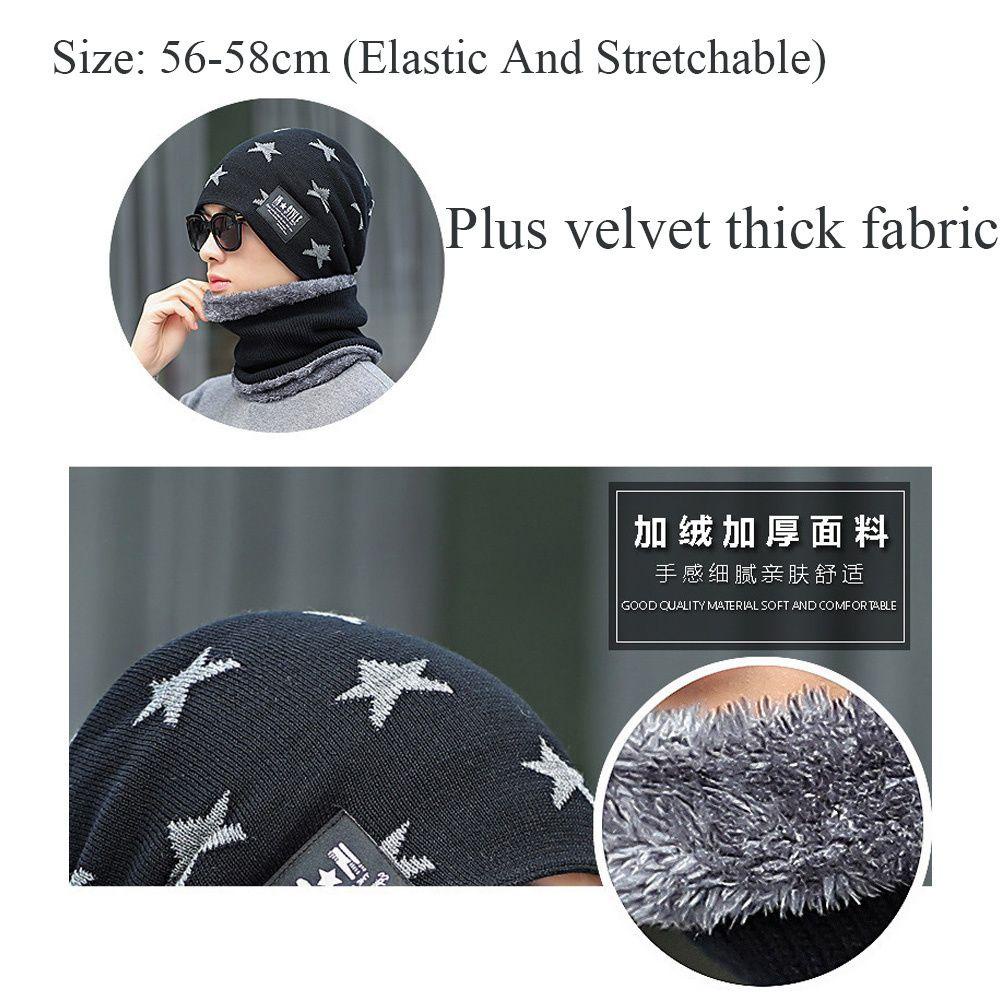 Set Mũ beanie Kèm Khăn Choàng Cổ Giữ Ấm Cho Nam Và Nữ Ốp