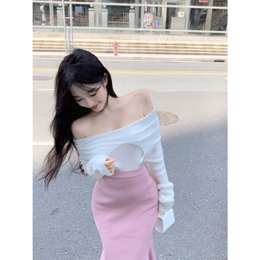 Pure Desire Áo Sweater Một Dây Dáng Ôm Sáp Mềm Mại Nhẹ Nhàng Vừa Vặn Mùa Thu Dành Cho Bạn Nữ