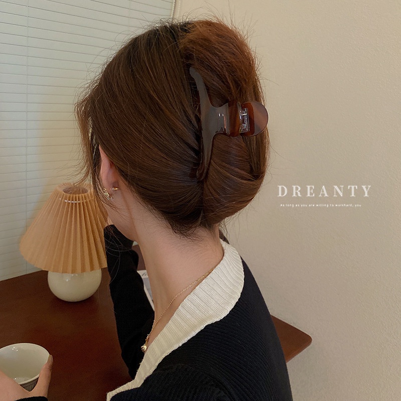 Kẹp Tóc Hình Học Màu Cà Phê Acetate Phong Cách Mới Cho Nữ