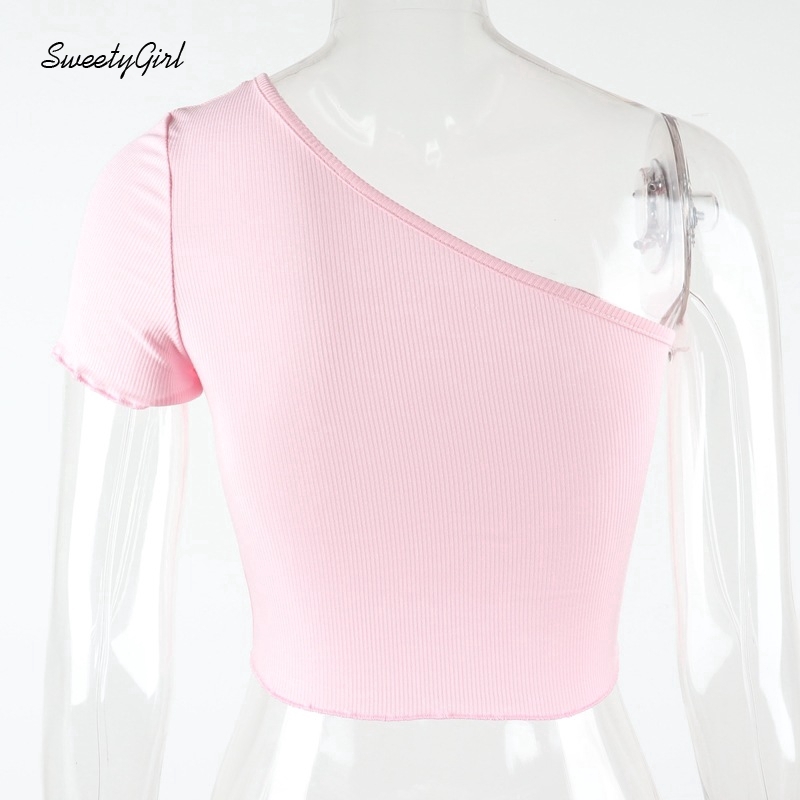 Áo Croptop Lệch Vai Màu Trơn Thời Trang Cho Nữ