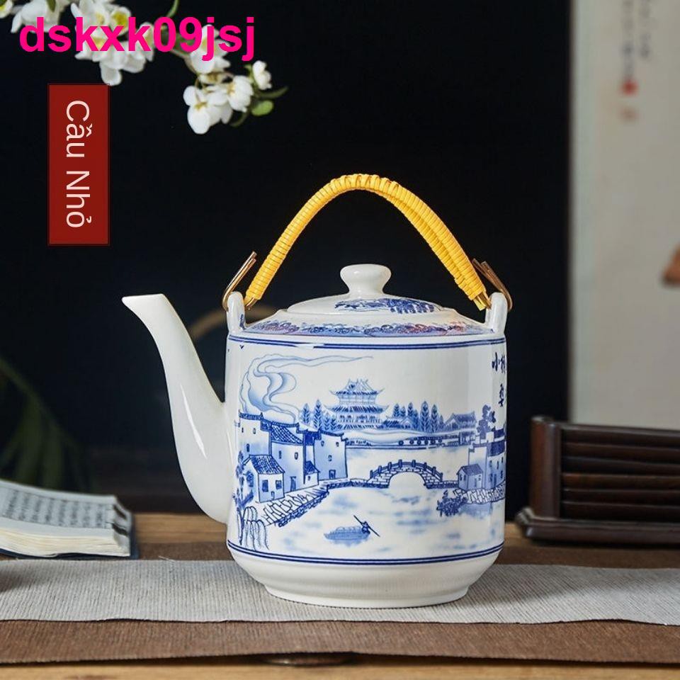 Bộ ấm trà sứ Jingdezhen gia dụng làm mát bằng gốm đun nước dung tích lớn pha đơn Nồi có tay cầm