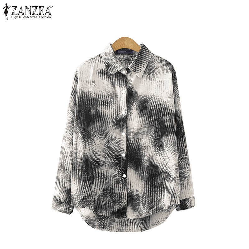 Zanzea Áo Sơ Mi Tay Dài In Họa Tiết Da Rắn Cài Nút Thời Trang Đường Phố Cho