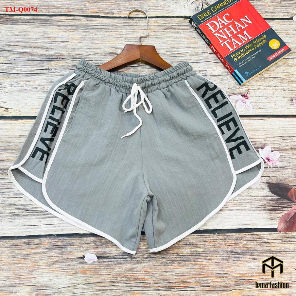 [Mã FAMAYWA giảm 10K đơn 50K] Quần short nữ TEMA - quần sooc nữ cạp chun chất đũi mát có chữ to siêu xinh | BigBuy360 - bigbuy360.vn