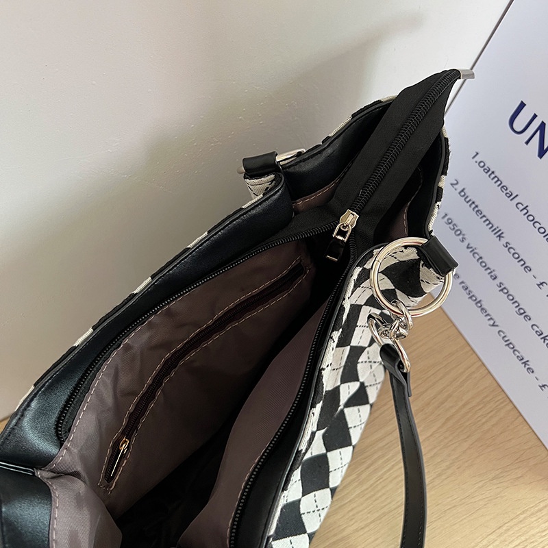 Túi Đeo Vai Cỡ Lớn Họa Tiết Sọc Caro Thời Trang Dễ Phối Đồ Cho Nữ