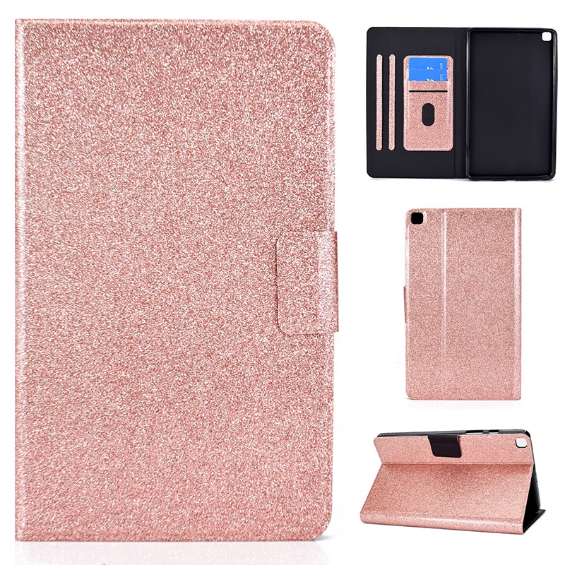 Bao da máy tính bảng mềm lấp lánh dễ thương có giá đỡ và ngăn đựng thẻ cho Samsung Galaxy Tab A7 Lite SM-T220 T225