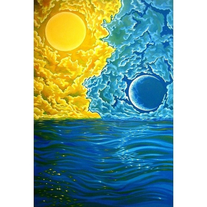 Bộ tranh đính đá 5D họa tiết hoàng hôn trên bãi biển độc đáo kích thước 30x40cm DIY dùng trang trí