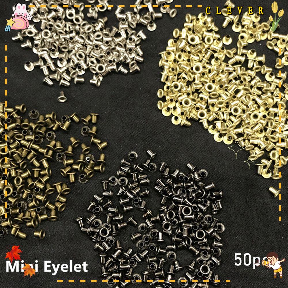 Bộ 50 lỗ xâu nút kim loại đồ chơi siêu nhỏ mini 1.5/2.0/2.5MM nhiều màu sắc cho khóa cài thắt lưng búp bê túi xách giày