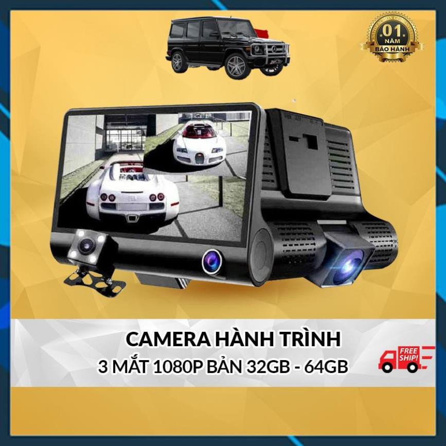 Camera Hành Trình Ô Tô 3 Mắt Camera, Màn Hình 4 Inh Full HD, Ghi Hình Đa Chiều, Có Chế Độ Ghi Đè Kèm Thẻ Nhớ 32G/64G | BigBuy360 - bigbuy360.vn