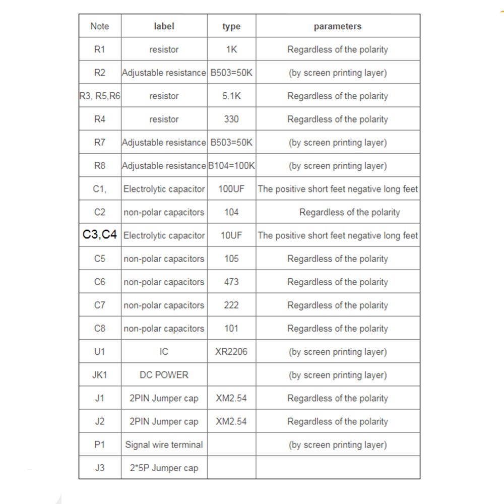 XR2206 Chức năng tạo tín hiệu Máy phát sóng tam giác hình sin Đầu ra sóng vuông 1Hz-1 MHz Mô đun điều chỉnh tần số chính xác cao DIY