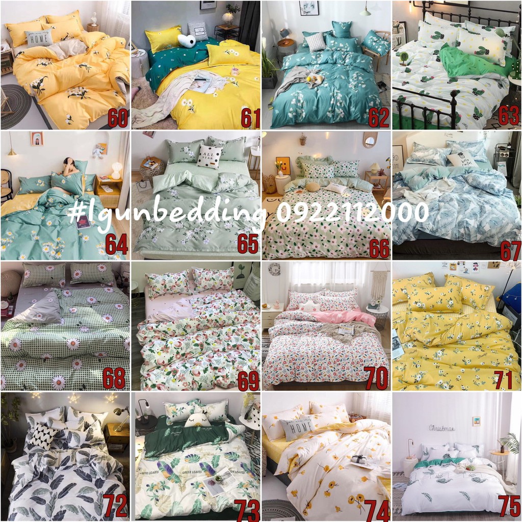 (200 mẫu) Set Chăn Ga Gối Poly Cotton (có thể làm Chăn TRẦN BÔNG) 4 món nhập khẩu