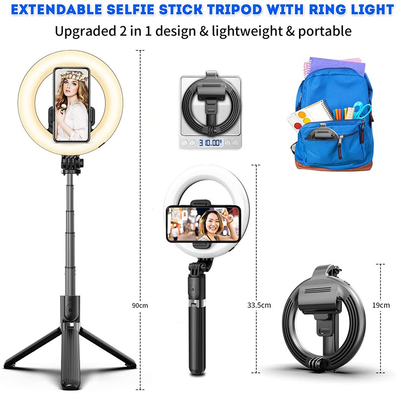 Giá Đỡ Tự Sướng Tích Hợp Đèn Led Dạng Vòng 6.3 Inch Chất Lượng Cao | BigBuy360 - bigbuy360.vn