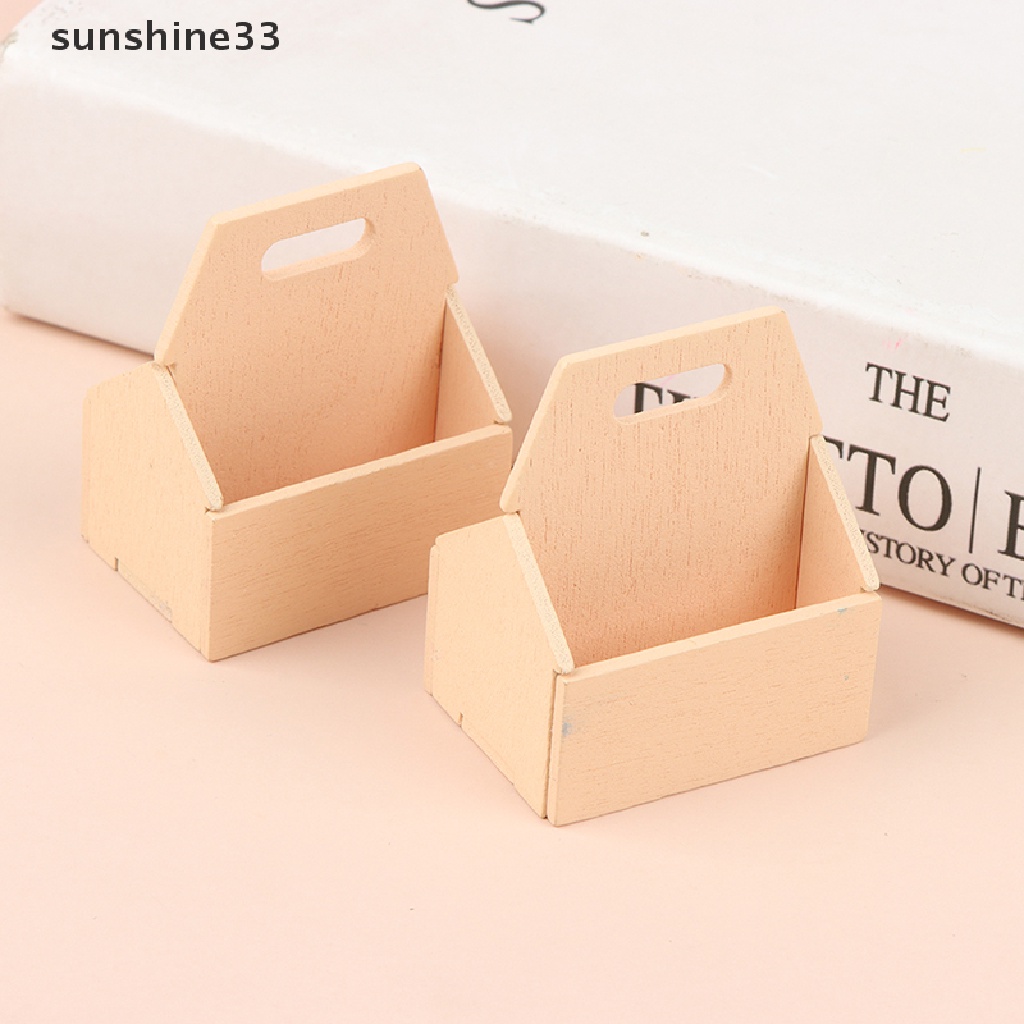 Giỏ đựng trái cây/ thức ăn bằng gỗ tỉ lệ 1 / 12 trang trí nhà búp bê