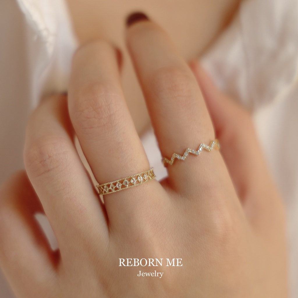 Nhẫn hở thời trang Hàn đơn giản đính đá zircon dành cho nữ