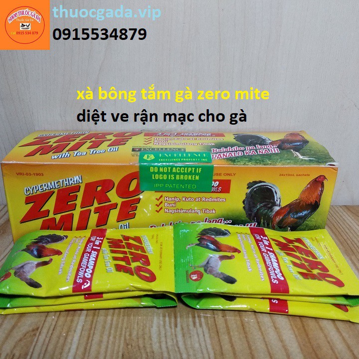 Xà bông tắm gà Zero mite hộp 24 gói diệt ve rận mạt cho gà