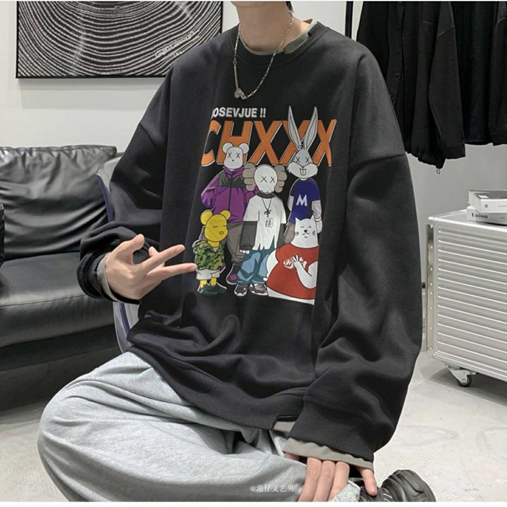 Áo Sweater Nỉ Bông KAWS CHXXX Form Rộng Ulzzang Unisex (Ảnh Thật)