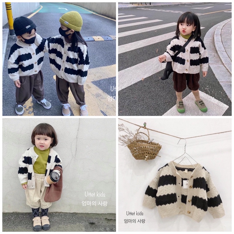 ÁO KHOÁC LEN SỌC HÀN QUỐC DÀNH CHO BÉ GÁI VÀ BÉ TRAI TỪ 1 ĐẾN HƠN 5 TUỔI SIZE 80 ĐẾN 120