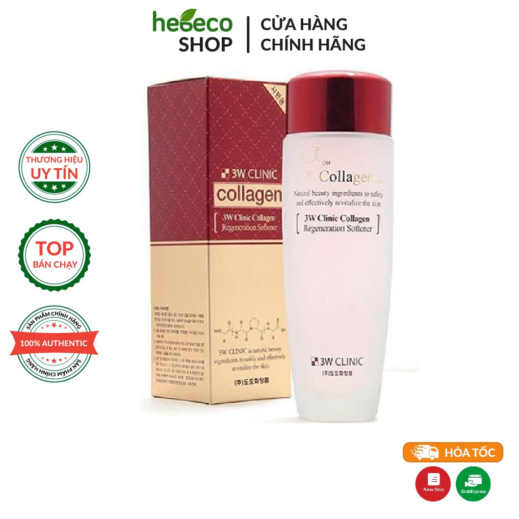 Nước hoa hồng dưỡng da săn chắc chống lão hóa 3W CLINIC COLLAGEN REGENERATION SOFTENER 150ml - Hàn Quốc Chính Hãng