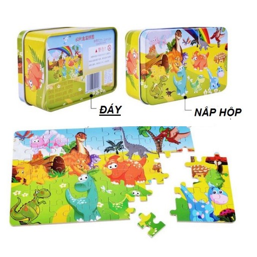 Bộ tranh ghép hình (puzzle) 60 miếng cho bé (hộp sắt)