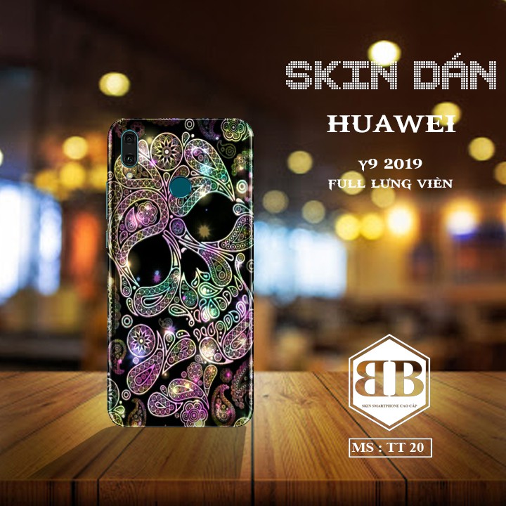Bộ Skin Dán 3M Huawei Y9 2019 dán full lưng viền dùng thay ốp lưng điện thoại hình tử thần sống động