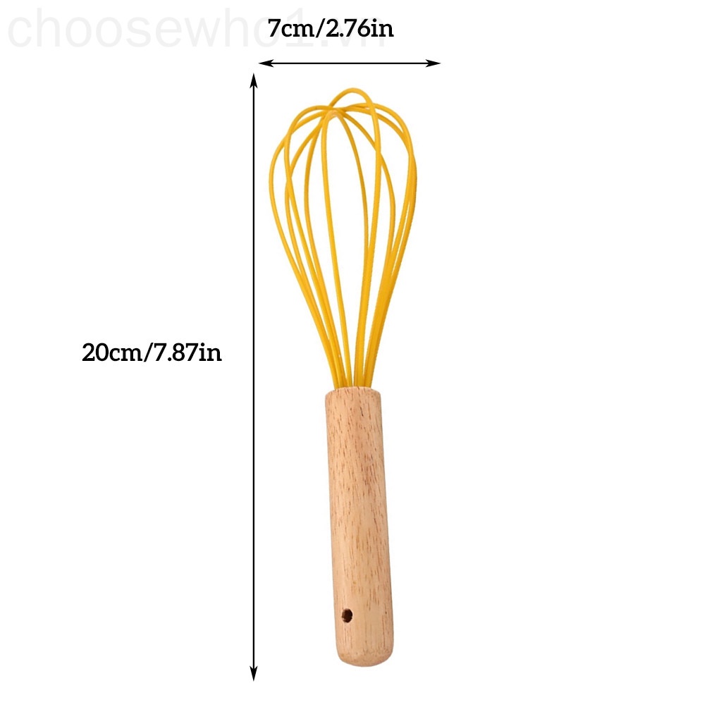 Dụng cụ đánh trứng cầm tay bằng silicon tay cầm bằng gỗ tiện dụng cho nhà bếp