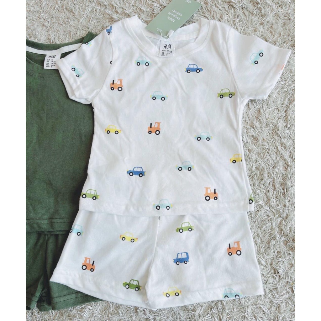 Quần áo trẻ em-Set 2 bộ HM ÔTô cho bé trai từ 9 đến 20kg