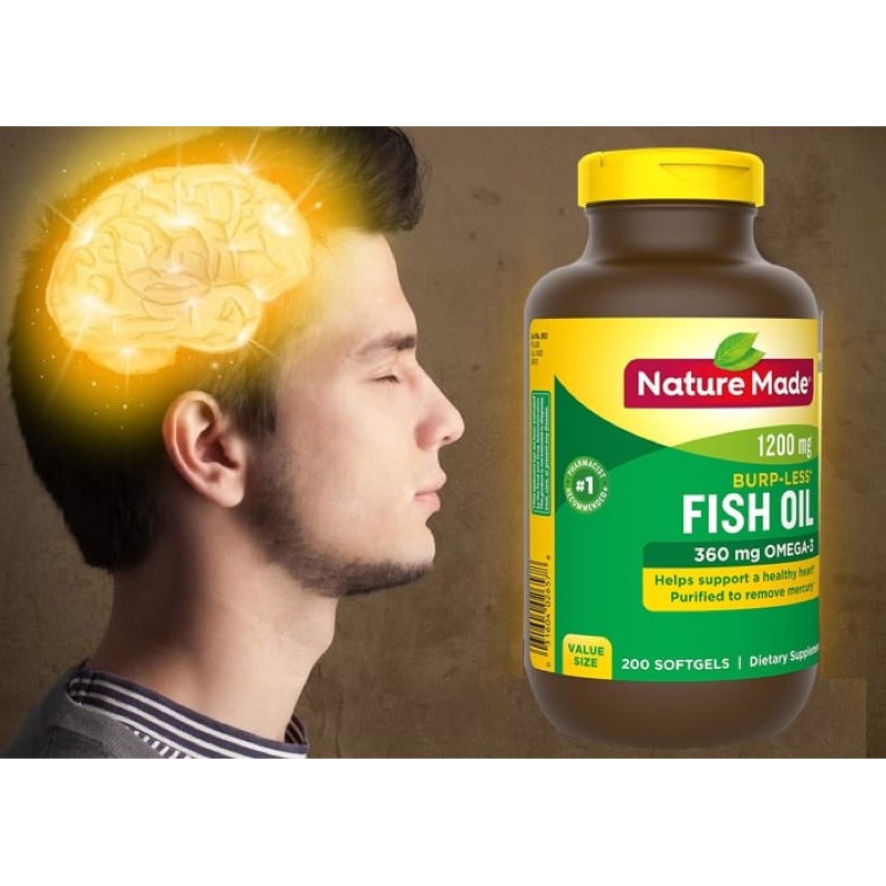Dầu cá Nature Made 0mega3 Fish Oil 1200mg 200 Viên HÀNG MỸ
