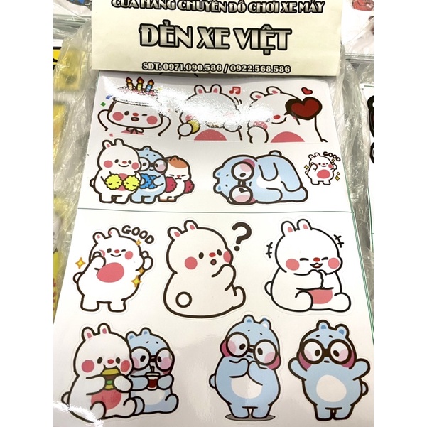 Mẫu 5 Thỏ Tonton - Tem sticker decal dán hình Thỏ Tonton sticker Facebook.zalo cực đẹp và dễ thương - Đèn Xe Việt