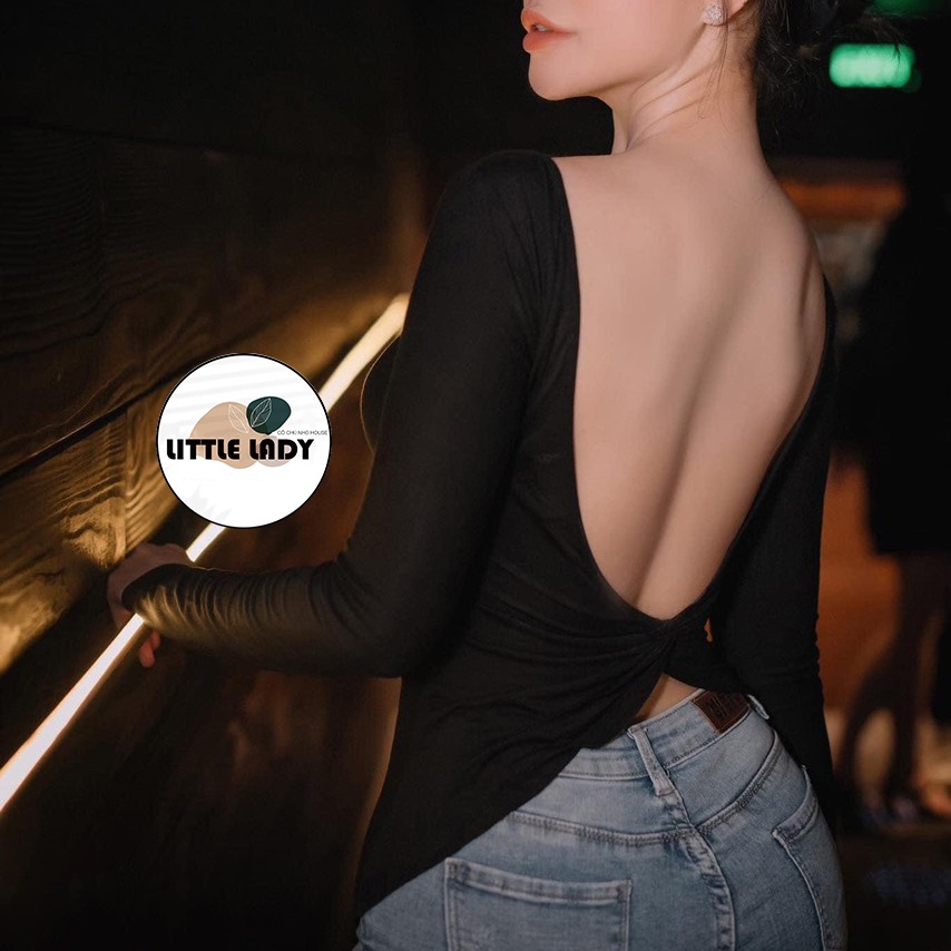 Áo Hở Lưng Dài Tay Bigsize Dưới 80Kg Dáng Áo Dài Tà Xéo "XOẮN"