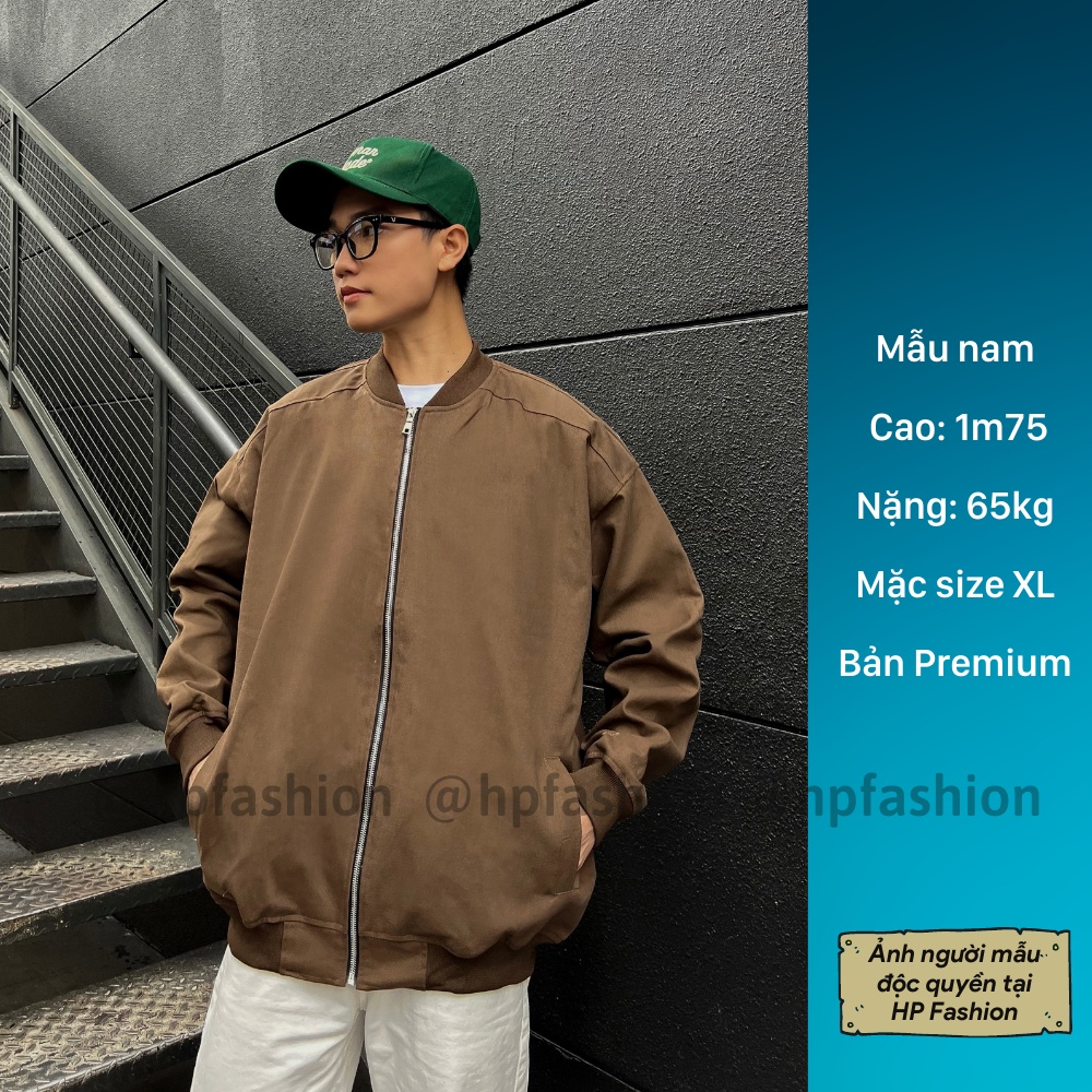 Áo khoác bomber trơn chất kaki bố cao cấp phong cách Hàn Quốc form unisex nam nữ - B02 - Happy Style